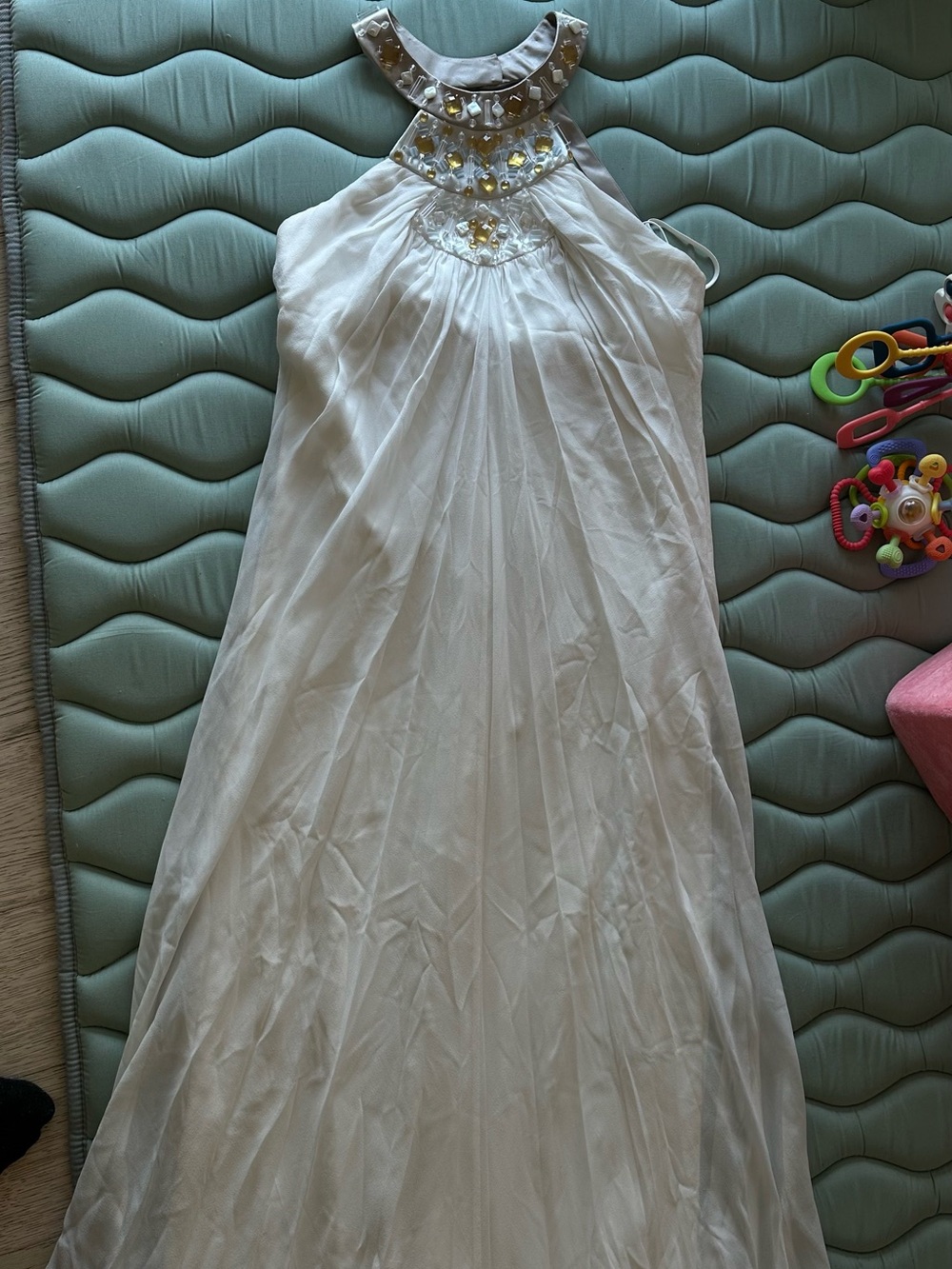 White Embellished Halter eDress